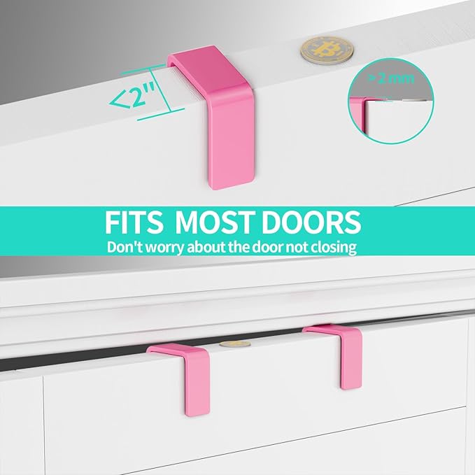 HapiRm Over Door Organizer Storage - Separable Door Organizer Hanging with 6 Metal Large Capacity Baskets for Bathroom Bedroom Kitchen Pantry Closet (Pink)