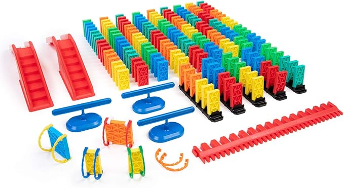 Bulk Dominoes Kinetic Domino Kit | Dominoes Set, STEM STEAM Small Toys, Family Games for Kids, Kids Toys and Games, Building, Toppling, Chain Reaction Sets (204pc)
