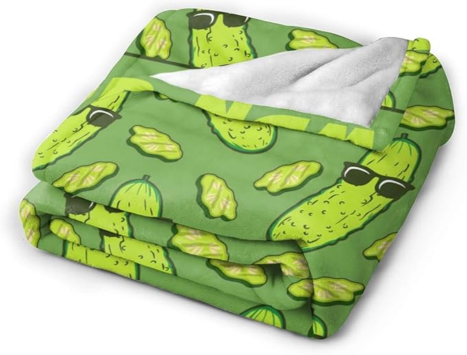 Custom Pickle Blanket with Name for Women Men, Personalized Cute Pickle Themed Design Printed Throw Blankets for Teens Adults Lap, Chair Sofa, Giftable Blanket, 50"x 60"