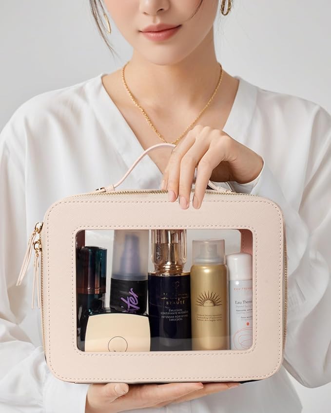 Clear Makeup Bag Small, TSA Approved Portable Toiletry Bag with Zipper Cosmetic Travel Bag Makeup Organizer Case Mini Makeup Pouch for Purse Car Organizer Bag for Women Men