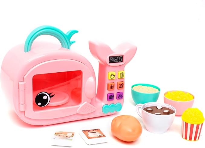 Boley Zoo Troop: Whale Microwave - 17pc Playset, Electronic Light & Sound, Animal Shaped Kitchen Appliance, Food Accessories, Pretend Play, Kids Ages 2+