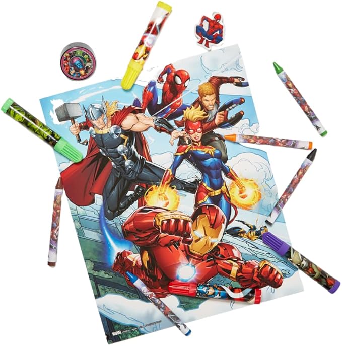 Innovative Designs Marvel Avengers Coloring Art and Sticker Set for Boys and Girls, 30 Pcs.