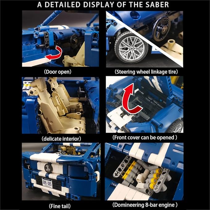 Building Blocks Racing Car Tech Sports Car 1: 14 Supercar Building Brick Racing Car Building Kit Adult Collectible Race Cars Model Great Gift for Boys, Girls, and Teens Ages 6+,1258PCS