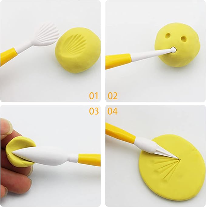 kiniza 9 Pieces Clay Sculpting Tools, Plastic Modeling Clay Tools for Kids，Double-Head Plastic Ceramic Pottery Tool Kit,Crafts Clay Modeling DIY Kit Cook Decorating Tools for Shaping and Sculpting