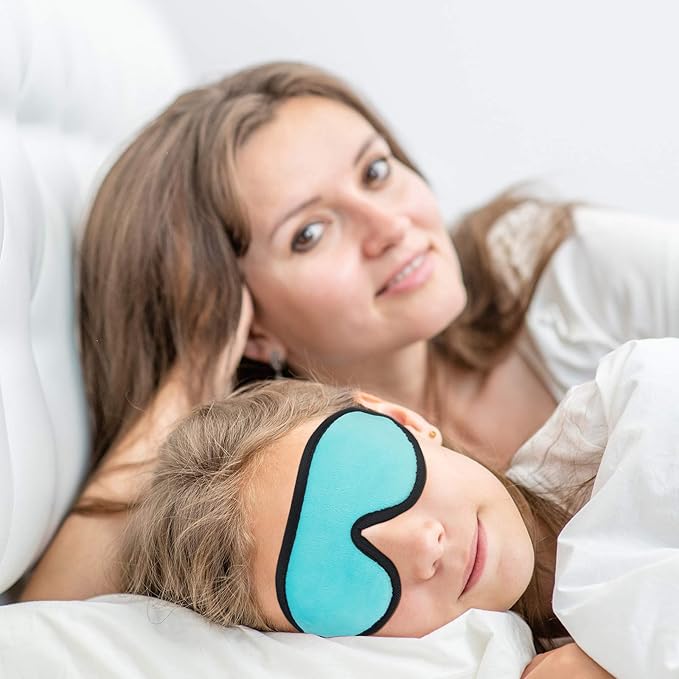 2 Pieces 3D Sleep Mask for Kids Memory Foam Contoured Eye Mask, Travel Sleep Eye Cover with Adjustable Strap, 3D Blindfolds(Gray and Green)