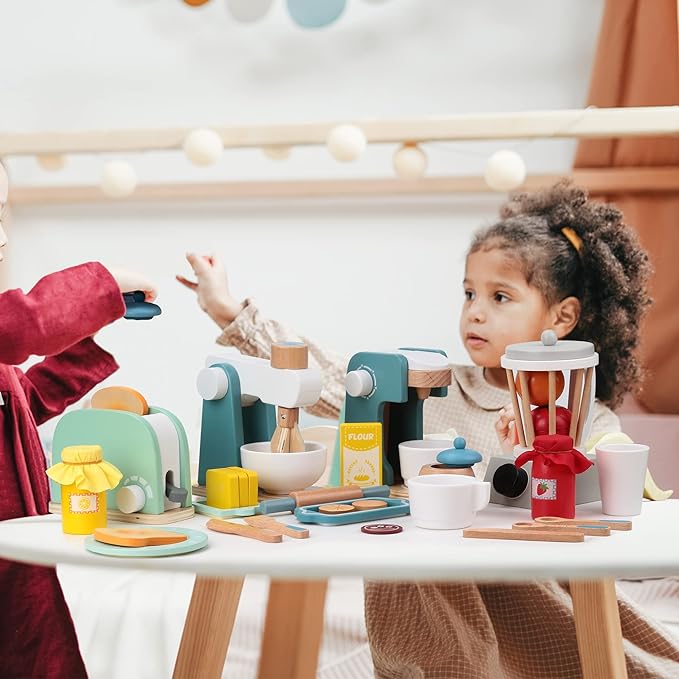 Juice Extractor Toys Pretend Play with Wooden Kitchen Accessories for Kids Entertainment Education Gift(JET03)