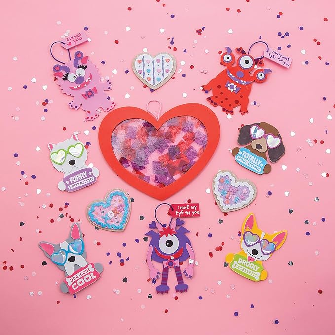 Fun Express Valentine Cookie Foam Magnets Craft Kit - Makes 12 - Valentine's Day Crafts for Kids