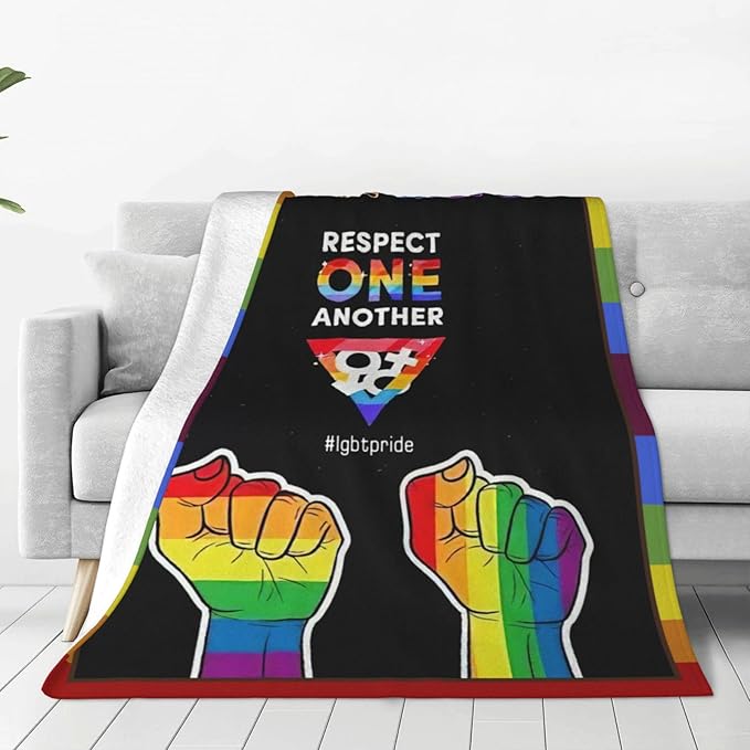 LGBT Throw Blanket Rainbow Progress Pride Blanket Soft Cozy Flannel Fleece Lightweight Plush Fuzzy LGBT Blanket Gifts for Gay LGBTQ Lesbian Transexual Friends Besties Couch Sofa Bed 40"X50"