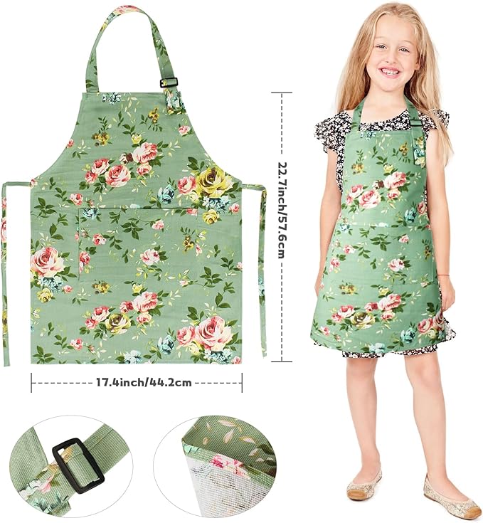 Kyson Girls Old Lady Costume for Kids 9 Pcs 100th Days of School Granny Wig Apron Outfit Halloween Dress Up Accessories