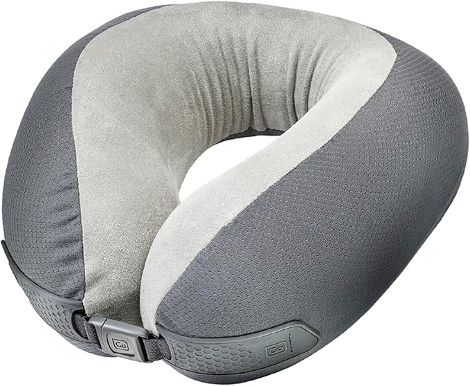 American Dreamer, Deluxe Travel Pillow, Comfortable Memory Foam Neck Pillow for Uninterrupted Sleep, Ideal for Airplane, Bus, Car, and Train, Travel Essentials, Made in USA, Gray
