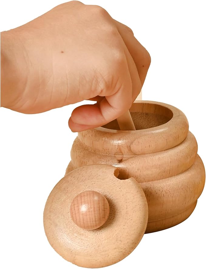 2pcs Wooden Beehive Toys with lid and Honey Stick, Sorting Stacking Toys for Toddlers Montessori Wooden Toy for Toddlers, Sensory Bin Toys for 3 4 5 Years Old