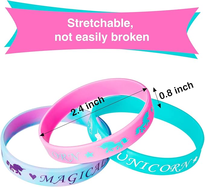 BBTO 30 Pieces Magical Unicorn Silicone Wristbands Unicorn Parties Bracelets Vibrant Unicorn Wristbands for Magic Unicorn Themed Parties