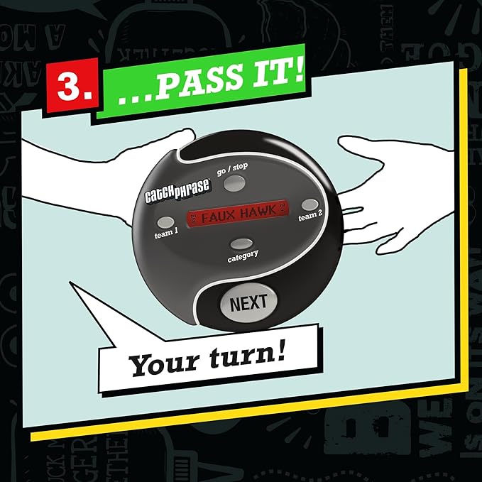 Hasbro Gaming Catch Phrase Electronic Game | Fun Active Handheld Party Games for Adults, Teens, and Kids | Ages 12+ | 4 or More Players, 2 Teams | Portable Family Travel Games