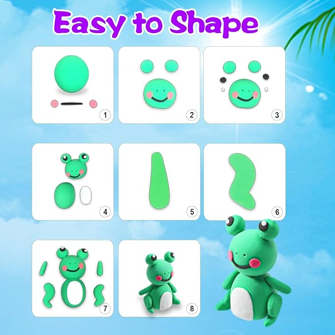 Air Dry Clay Kit - QMay 50 Colors DIY Modeling Clay Ultra Light Magic Clay, Nontoxic & Soft Clay with Sculpting Tools and Decoration Accessories, Art Craft Gift for Kdis 3-12