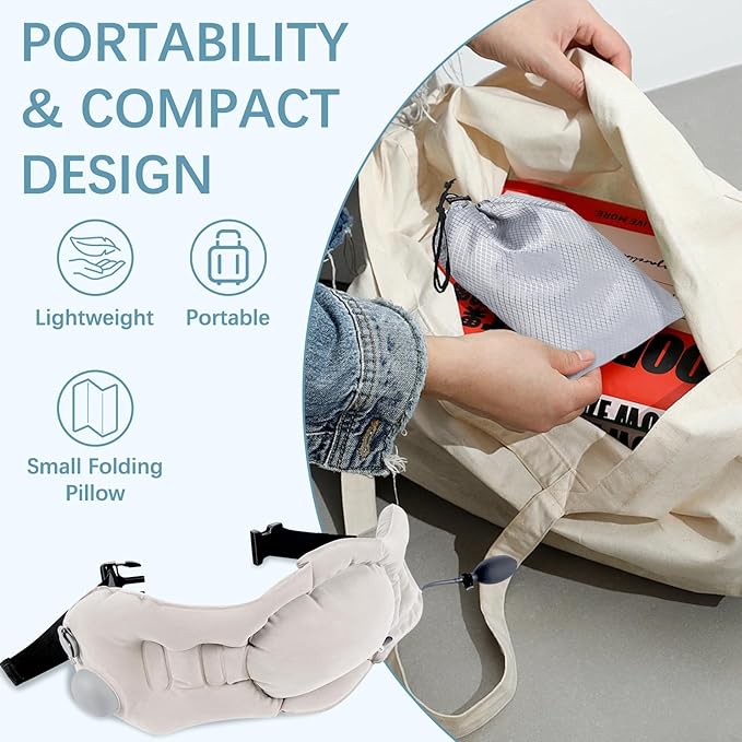 Inflatable Lumbar Pillow for Airplane Travel Lumbar Support Pillow for Office Chair/Car Seat Dual-Zone Adjustable Back Support for Reducing Lower Back Pain