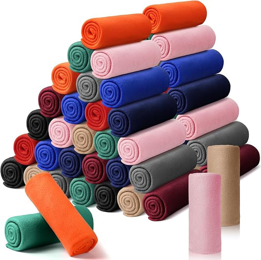 Kinlop Fleece Blanket Bulk 60 x 50 Inch Soft Lightweight Fleece Cozy Blanket Warm Throw Plush Pet Throw for Bed Couch Sofa Home Office Wedding Gifts Travel Camping(Trendy Color,60 Packs)
