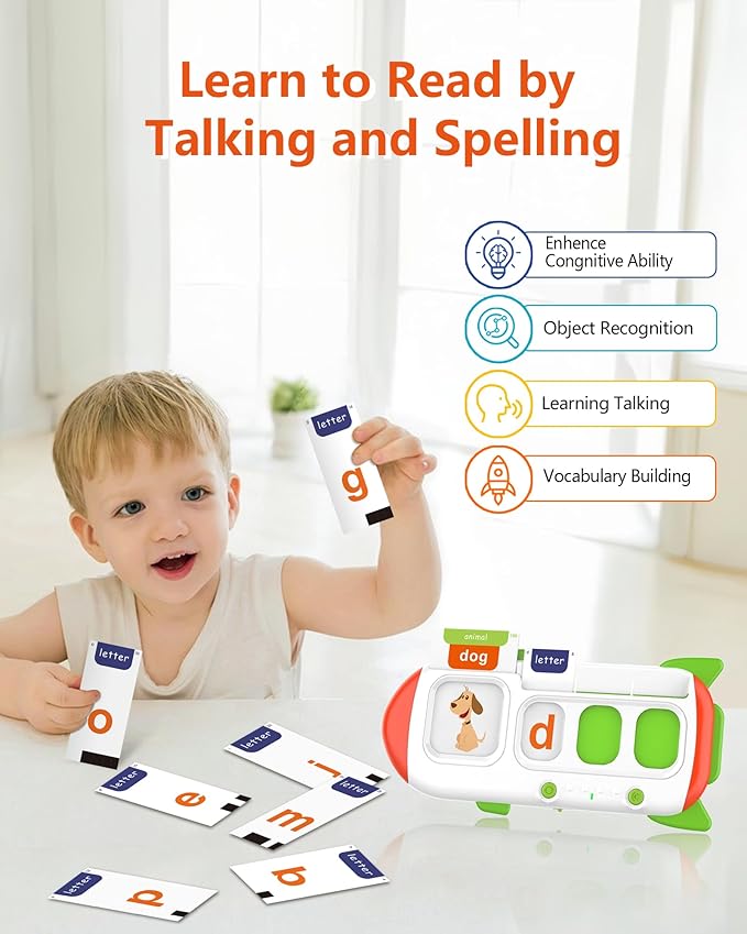 Spelling&Talking Flash Cards for Toddlers 3-8 Years Old - Speech Therapy with 107 Sight Words - Sensory Toys for Kids with Autism, Montessori Learning Toys, Ideal Gifts for Boys&Girls