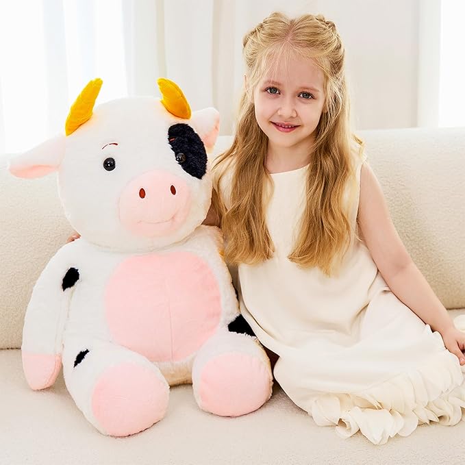 JOD® Cow Weighted Stuffed Animals - 27 Inch 5 Pounds Weighted Plushies Cow Stuffed Animals,Adorable Stuffed Animal for Kids and Adults Cattle Plushie Pillow Decor