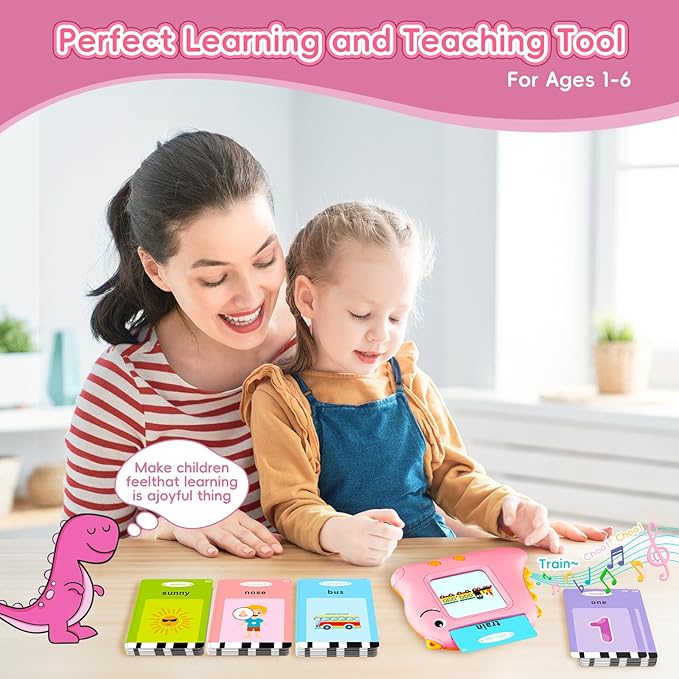 Talking Flash Cards for Toddlers, 540 Sight Words Flash Cards Speech Therapy Toys - Learning Educational Gifts for Age 1 2 3 4 5 6 Years Old Boys and Girls(540 Sight Words_Pink)