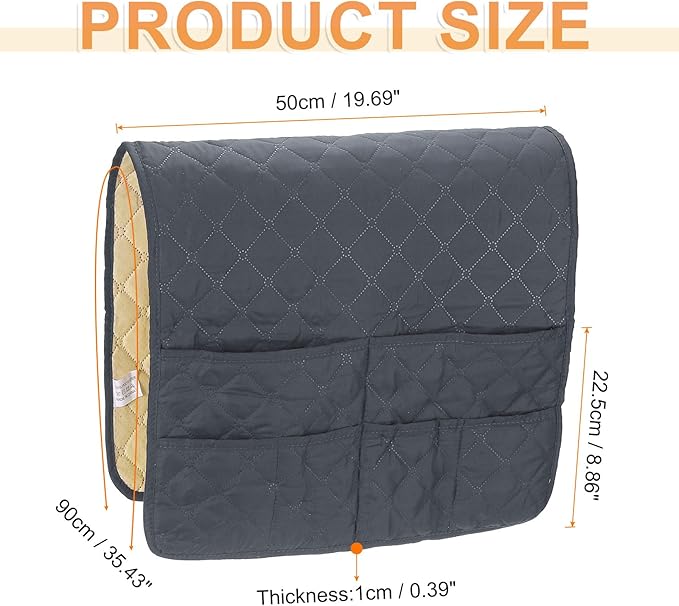 uxcell Couch Sofa Armrest Organizer Non-Slip Chair Arm Recliner Remote Control Organizer with 6 Pockets for Books, Magazines, Tablet, Phone, Gray