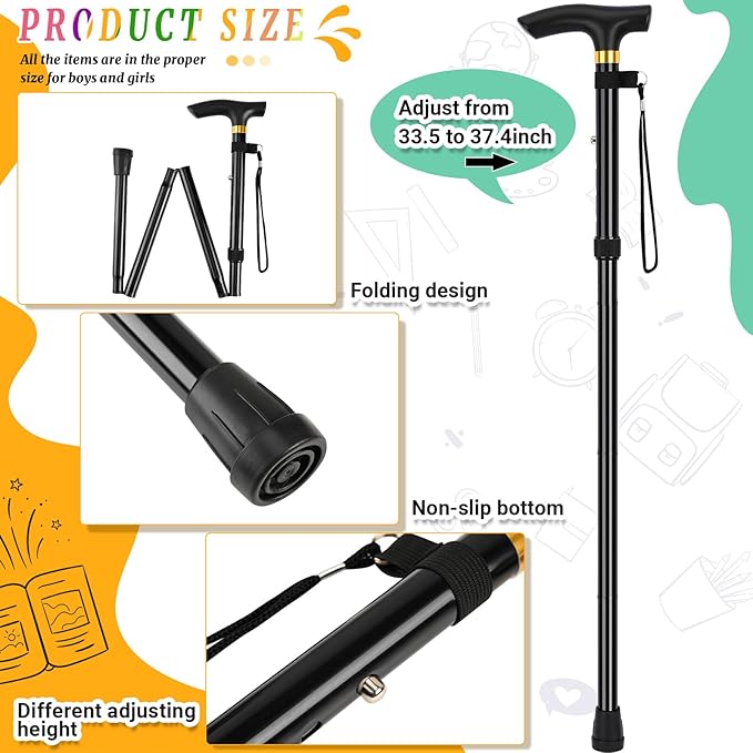 9 PCS 100 Days of School Old Lady Wig Set Include Wig Glasses Necklace Bracelet Glasses Chain Bag Cane and Stickers