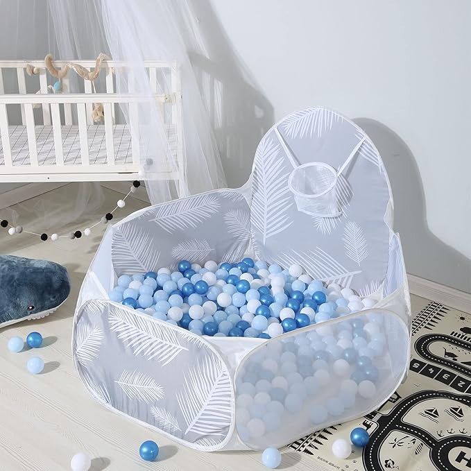 GOGOSO Ball Pit Balls Blue Balls for Ball Pits, Baby Pool for Babies, Kids, Toddlers, Boys, Phthalate Free BPA Free, Pack of 100 with Storage Bag, with Color Pearl Blue, Light Blue, White