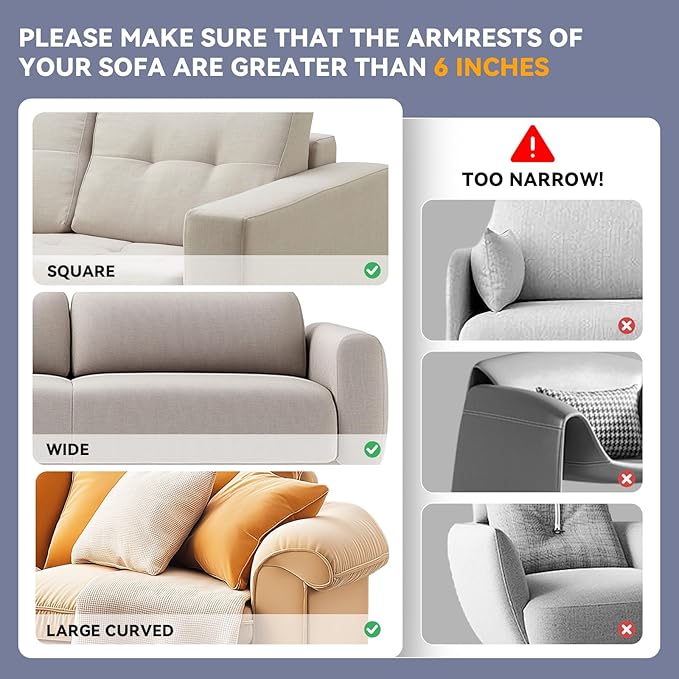 Couch Cup Holder Tray - Wide (6"+) ， Silicone Sofa Armrest Tray with Dual Pockets，Couch Arm Tray Anti-Slip Organizer for Drinks, Phone, Remote, Snacks | Heat Resistant for, Recliner, Car