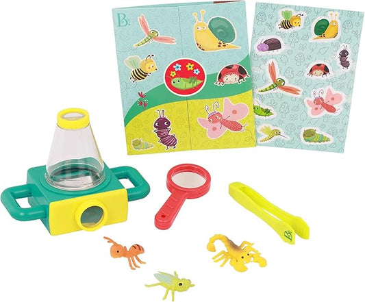 B. toys – 9pc Toy Microscope Set – Sticker Book – Magnifying Glass & Tweezers – 3 Toy Bugs – 4 Years + – Little Explorer Pack