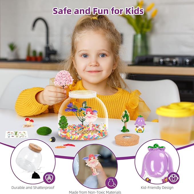 Fairy Light Up Terrarium Kit for Kids - Create a Whimsical Fairy Garden | Fairy Toys for Girls, Science Kits, Arts and Crafts for Kids, Girls Toys Ages 4+, Kids Gifts
