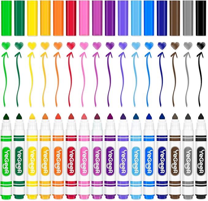 320 Count Washable Markers Bulk – 16 Assorted Colors, Broad Tip Markers for Kids, Teachers, and Classroom Supplies, Perfect for Art and Coloring.(320)