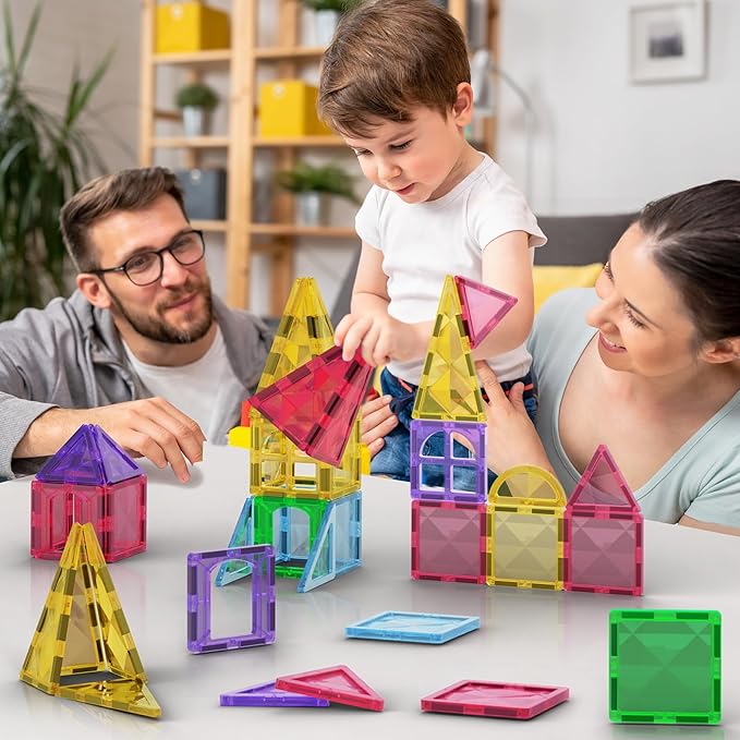 Jasonwell Magnetic Tiles Building Blocks Set for Boys Girls Preschool Educational Magnet Construction Kit Stacking STEM Toys Christmas Birthday Gifts for Kids Toddlers 3 4 5 6 7 8 9 10 + Year Old