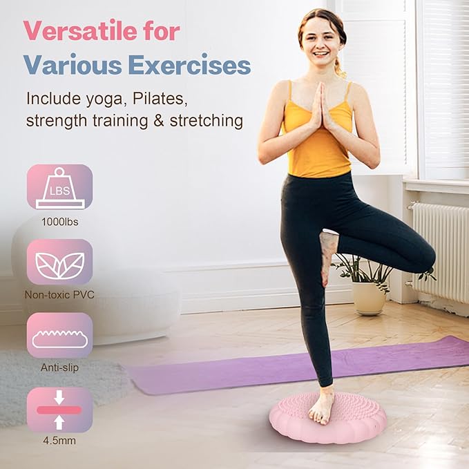 Wobble Cushion, Extra Thick Wiggle Seat for Sensory Kids, Non-slip Balance Disc with Inflation Pump for Adults Core Strength, Posture Improvement & Physical Therapy (13.5in/34cm)