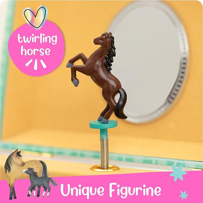 Giggle & Honey Musical Horse Jewelry Box for Girls - Kids Dancing Horse Music Box with Mirror, Horse Gifts for Little Girls, Childrens Birthday Gift, Ages 3-10