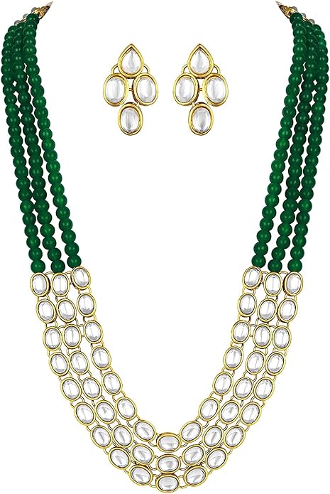 Aheli Indian Traditional Faux Kundan Long Necklace Jewelry Set with Earrings Gift for Women