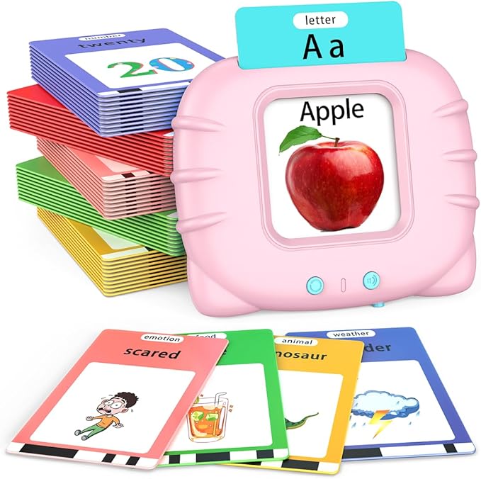 Educational Learning Toys - 520 Sight Words Talking Flash Cards, Autism Sensory Toys, Pocket Speech for Toddlers, Toddler Toys for 1 2 3 4 5 6 Year-Old Kids, Girls, Birthday/Easter Gift, Pink