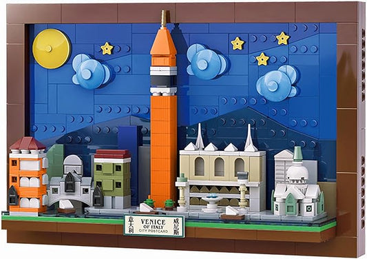 TUTU&LELE Postcard Venice, 3D Wall Art Craft Kit, Wall Art Architecture Skyline Model Kit, Office Home Décor, Architecture Building Blocks for Adults and Kids (580Pieces)