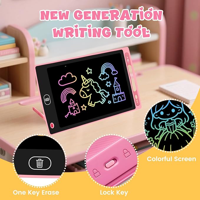 2 Pack LCD Writing Tablet for Kids, Erasable and Reusable Toddler Doodle Board in 8.5 inch, Ideal Educational Drawing Pad for Learning Toy for Ages 3-8 Gifts for Girls Boys