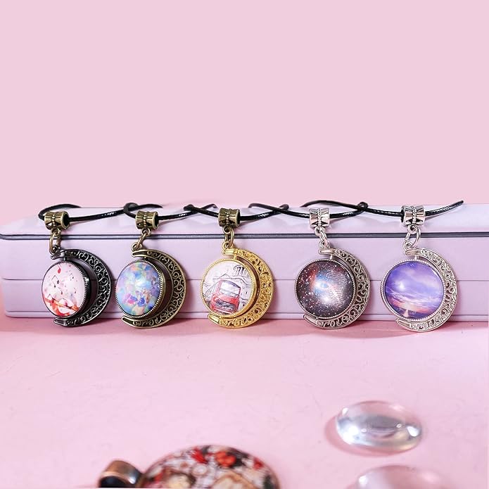 Bezel Pendant Trays Gold and Sliver, Rhinestone Bezel Pendants Trays for DIY Jewelry Craft Making, Picture Necklace Pendant Trays with Clear Glass Cabochons and Chains