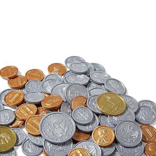hand2mind Fake Money Coin Classroom Set, Detailed Fake Coins, Prop Money, Toy Money, Play Money for Kids, Realistic Money, Pretend Money for Kids Learning, Play Money Set, Plastic Coins (Set of 768)