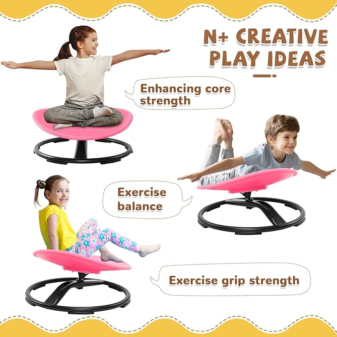 Zhenx Spinning Chair for Kids, Autism Kids Swivel Chair, Kids Sensory Chair, Spinning Chair for Autistic Kids & ADHD Children, Sit and Spin Training Body Coordination (Pink)
