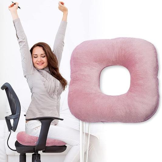 Stuffed Donut Pillow Seat Cushion | for Tailbone and Coccyx Pain, Hemorrhoids, Bed Sores, Pregnancy, Prostate, Surgery Recovery, Sitting Pressure Relief, for Home, Office and Car (Dusty Pink)