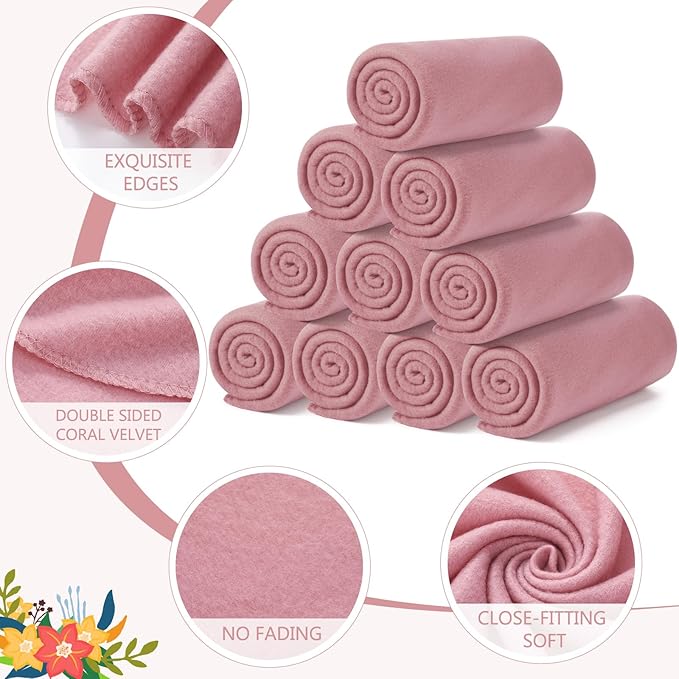 Buryeah 10 Pcs Fleece Blanket Bulk Soft Warm Blankets Cozy Fleece Lightweight Throw Blankets Plush Pet Throw Blanket for Home Bed Sofa Office Wedding Gifts Travel(50" X 60",Lavender Purple)