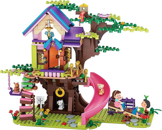 Friends Tree House Building Kit Girls Friendship Forest Jungle Treehouse Pets Amusement Park Toys Set with Seesaw Creative Roleplay Birthday Gifts for Old Kids Boys 8-12,6-12,7-9 (642 PCS)
