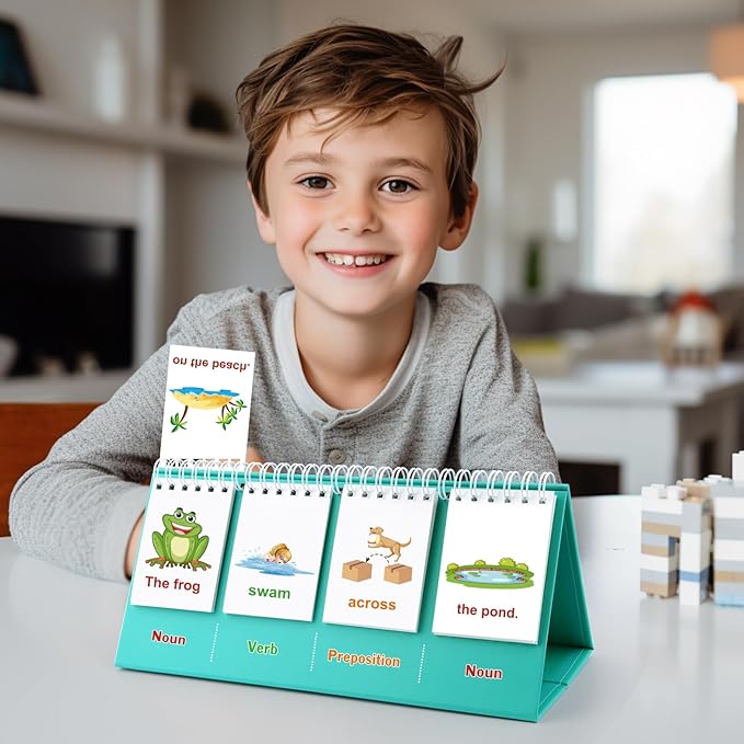 Speech Therapy Toys, Sentence Building for Kids First 1st 2nd 3rd Grade Kindergarten Classroom Must Haves, Phonics Reading Games for Kids Ages 6-8, Double-Sided Flip Stand Homeschool Supplies