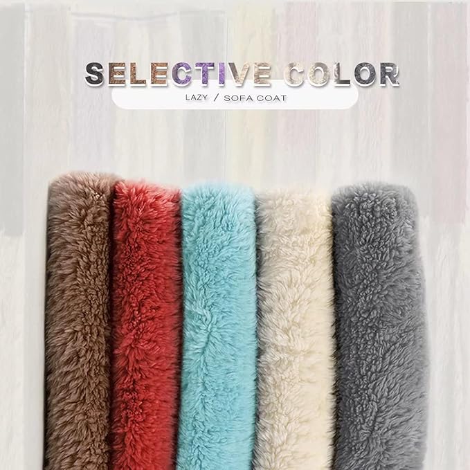 Giant Fur Bean Bag Chair Cover for Kids Adults, (No Filler) Living Room Furniture Big Round Soft Fluffy Faux Fur Beanbag Lazy Sofa Bed Cover (Sky Blue, 6FT)