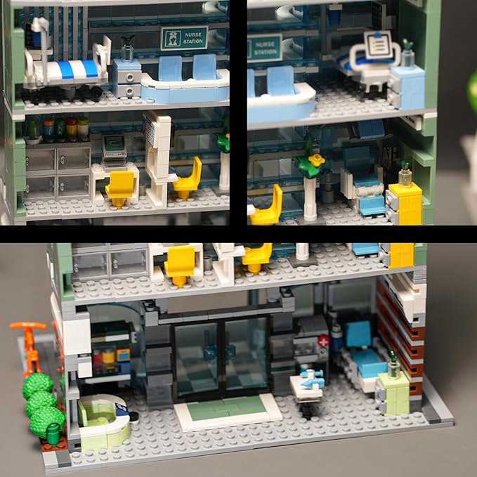 City Hospital Building Set Compatible with Lego for Boys and Girls 8-14 Years,Morden House Building Kit for Adults Christmas Birthday Gifts 1350 pcs