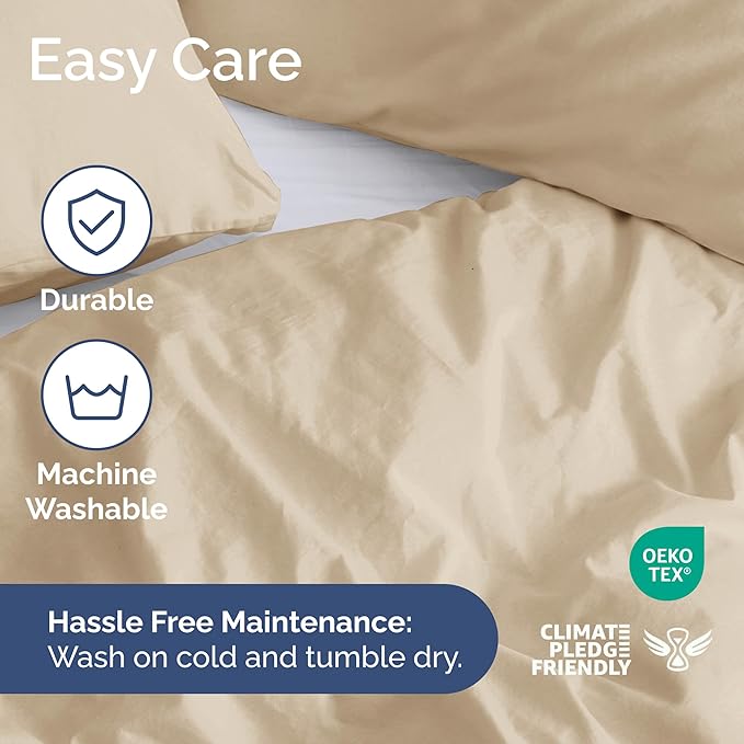 Duvet Cover King Size Set - Extra Soft King Size Duvet Cover 104 x 90 with 2 Pillow Shams - Hotel Luxury, Easy Care and Fade Free with Zipper Closures & Ties - Comfy, Breathable Bedding Set (Cream)