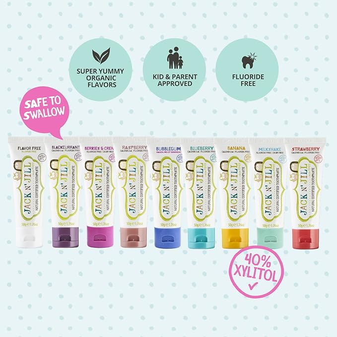 Jack N' Jill Natural Toddler Toothpaste for Baby, Kids and Infants 6 Months & Up, Fluoride Free Training Toothpaste for Toddlers 1-3 (1.76 Fl Oz (Pack of 6), Milkshake)