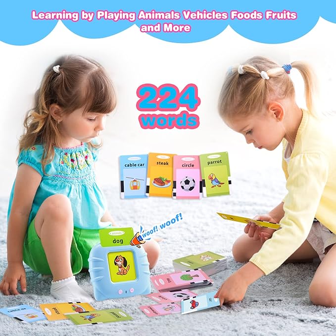 Talking Flash Cards for Toddlers 2-4 Years,Toddler Flash Cards,Audible Flashcards for Children,Gifts for Age 1 2 3 4 5 Year Old Boys and Girls,224 Sight Words Flash Cards Kindergarten