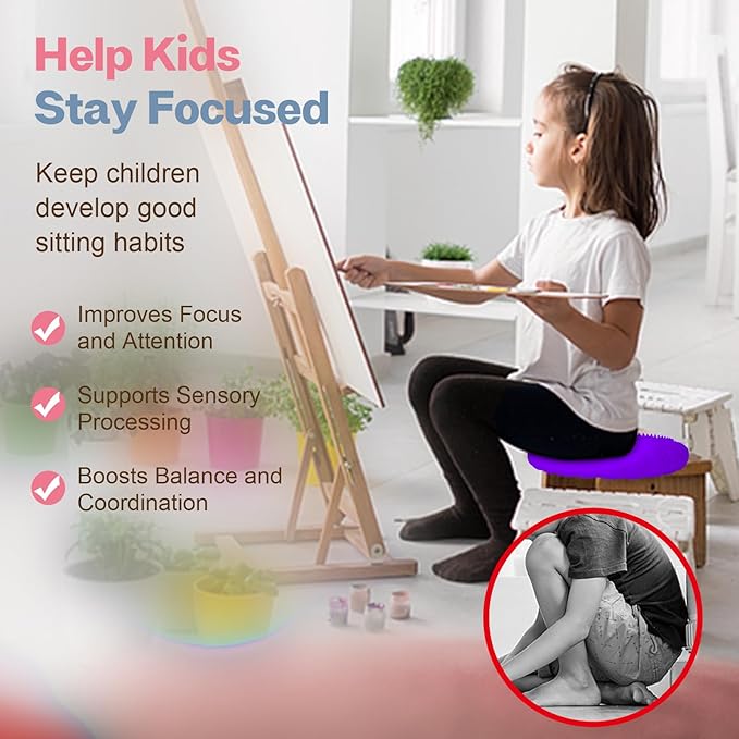 Wobble Cushion, Extra Thick Wiggle Seat for Sensory Kids, Non-slip Balance Disc with Inflation Pump for Adults Core Strength, Posture Improvement & Physical Therapy (13.5in/34cm)